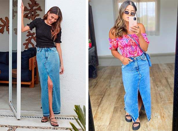 Look com saia jeans: como usar - Blog Damyller