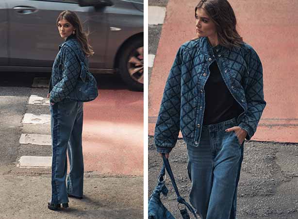 Looks com jaqueta jeans bomber em matelassê