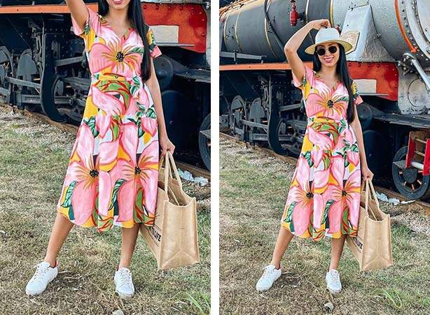 Vestido com print maxi