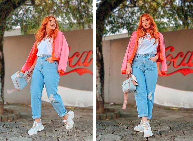 Look para chuva com calça jeans e tênis