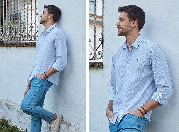 Camisa social clássica com calça jeans