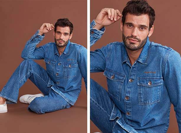 Look all jeans com camisa jeans e calça jeans masculina