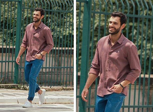 Look de calça skinny masculina com camisa social