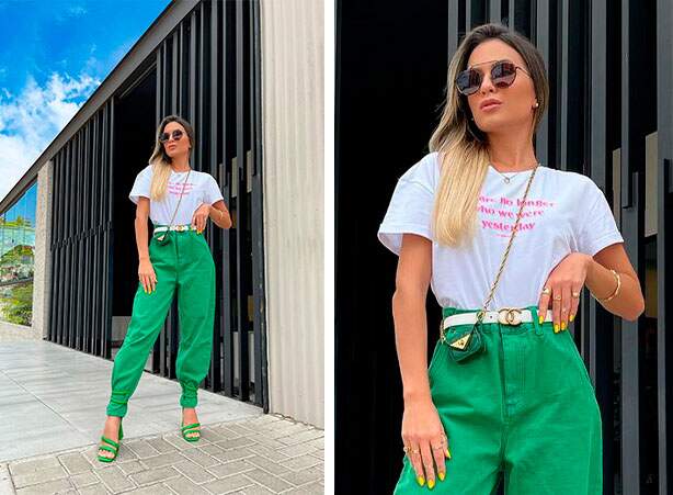 Look com camisetas femininas vibe fun