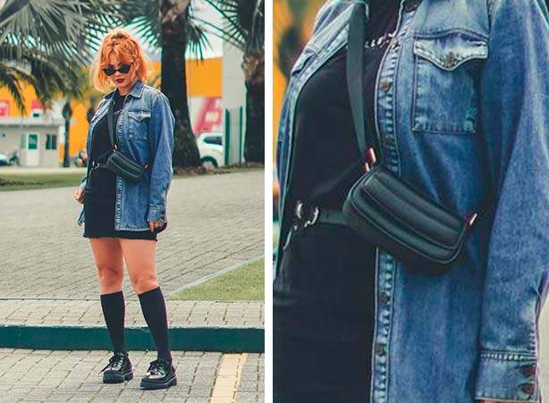 Look todo preto com pochete