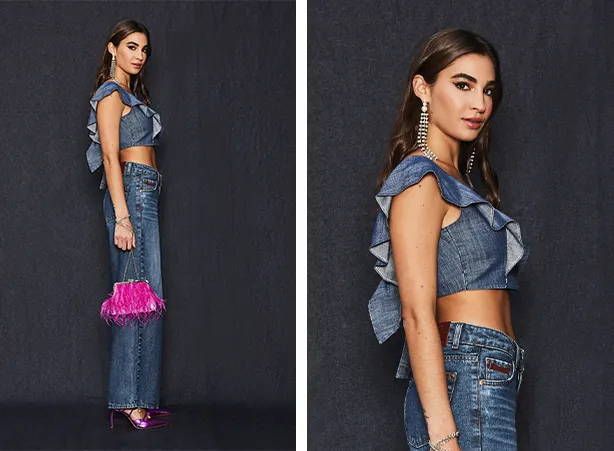 Look para show sertanejo com cropped jeans e calça jeans com salto Look para show sertanejo com cropped jeans e calça jeans com salto