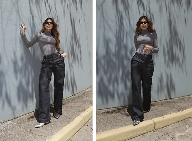 Look de blusa básica com calça jeans preta e salto Look de blusa básica com calça jeans preta e salto
