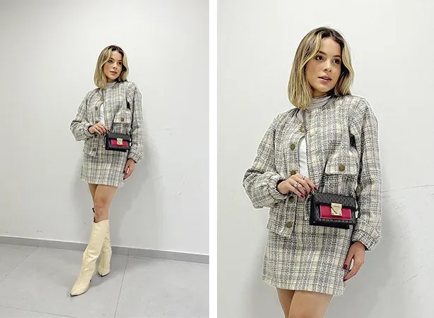 Look para show sertanejo com conjunto em jacquard xadrez Look para show sertanejo com conjunto em jacquard xadrez