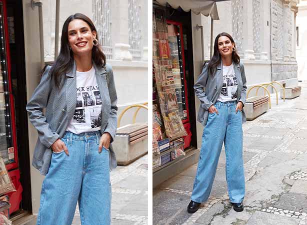 Looks com wide leg e t-shirt para trabalhar