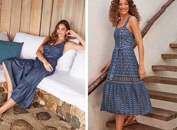 Vestidos midi em denim na temporada de verão