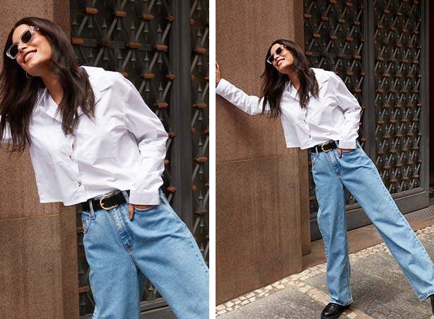 Looks para o trabalho com camisa branca e calça jeans