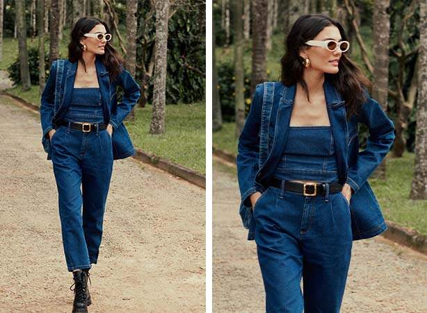 Look jeans com calça de alfaiataria e blazer