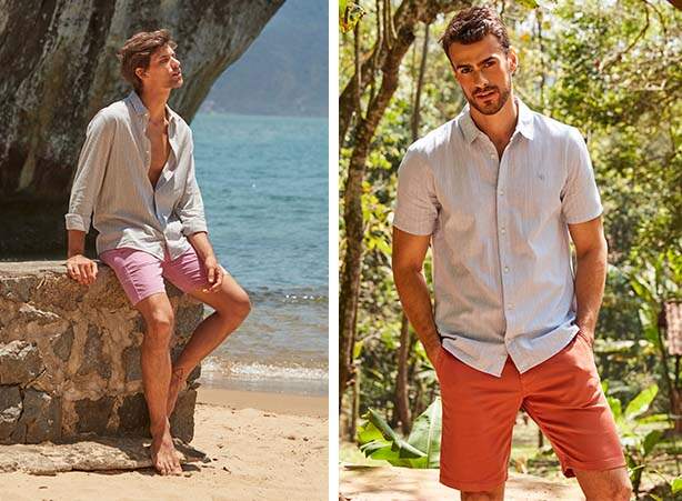 Look de verão masculino com bermuda e camisa