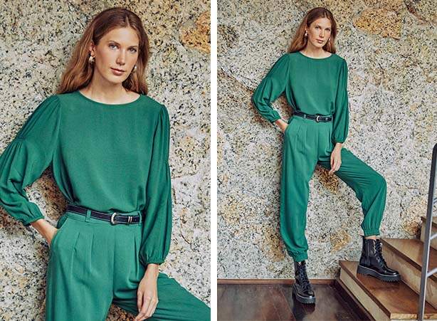 Look monocromático em verde