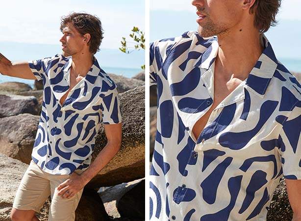 Camisa com estampas abstratas e bermuda