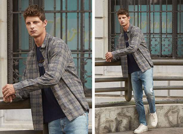 Looks com calça jeans masculina rasgada e camisa xadrez