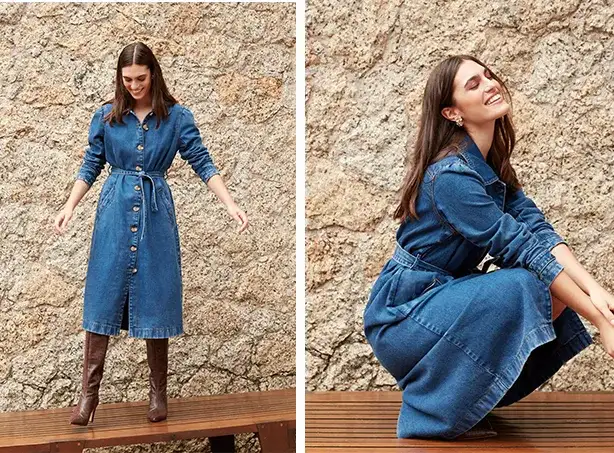 Look jeans com bota de cano longo e salto fino