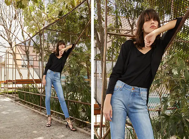 Looks com cardigan preto e calça jeans