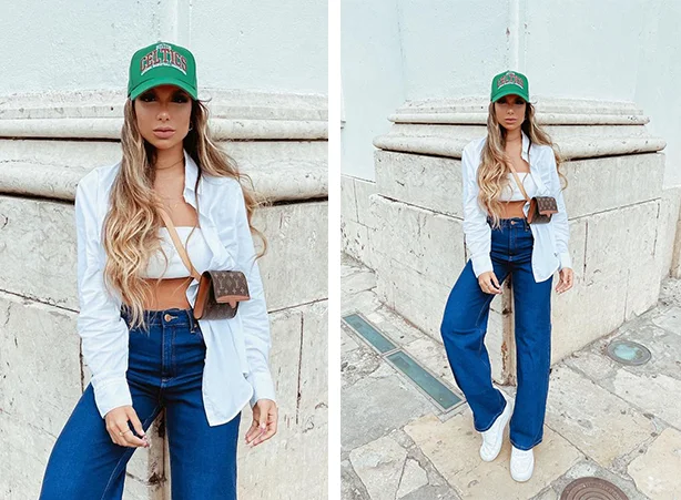 Look com calça jeans com camisa branca