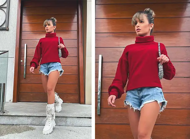 Looks com coturno branco e short jeans