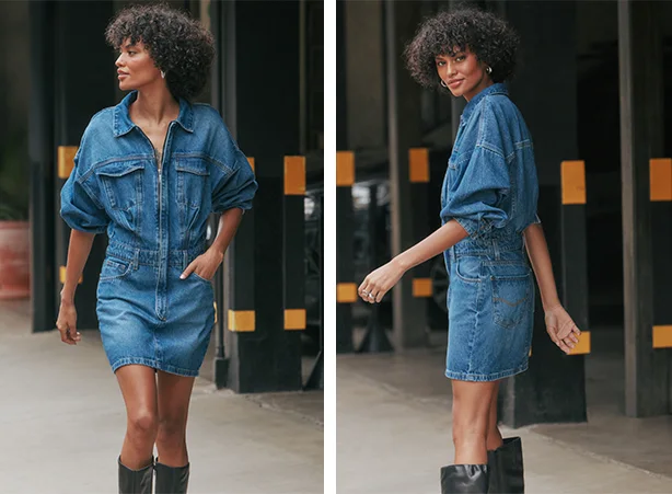 Looks estilosos com vestido jeans curto