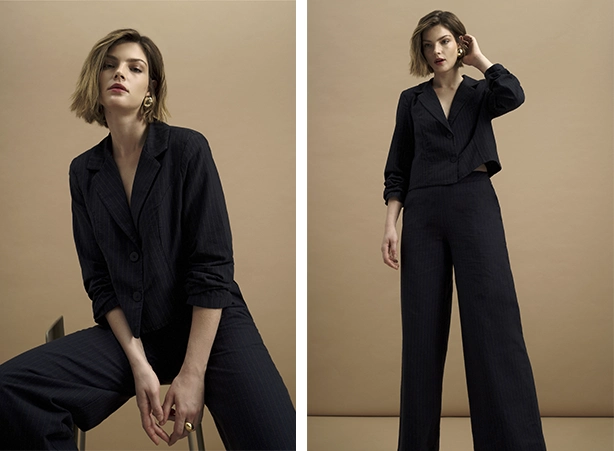 Look com casaqueto e pantalona azul marinho Look com casaqueto e pantalona azul marinho