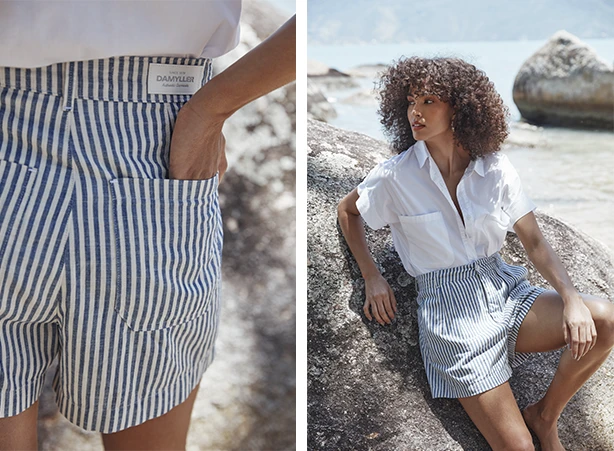 Looks de verão com short listrado e camisa