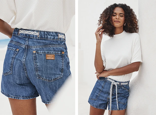 Modelos de shorts jeans com blusas básicas