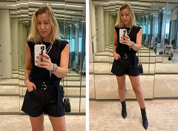 Produções all black com short e blusa