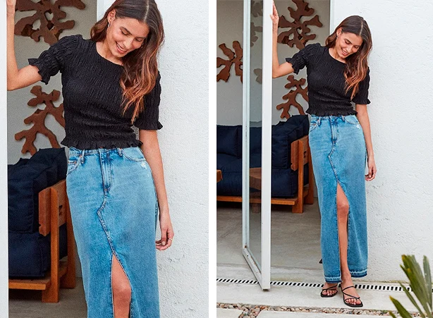 Outfit com blusa preto e jeans 