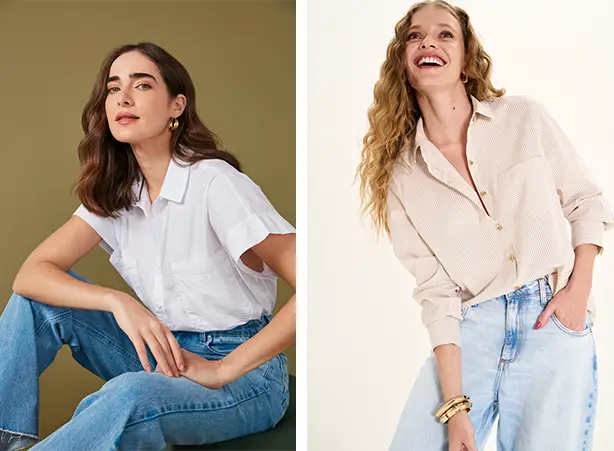 Look elegante com calça jeans e camisa