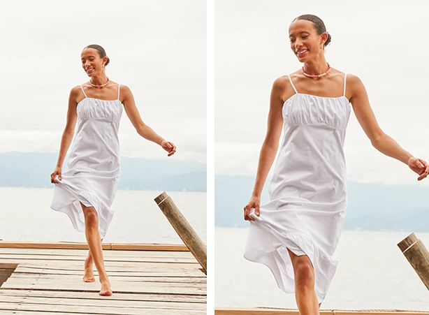 Vestido branco midi levinho para o verão