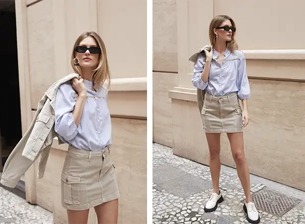 Look com bota branca de salto blocado Look com bota branca de salto blocado