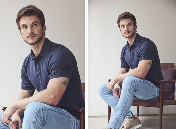 Looks com camisa polo masculina e calça com lavagem mais clara