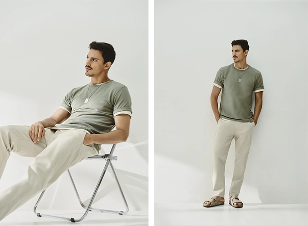 Calça masculina chino clara