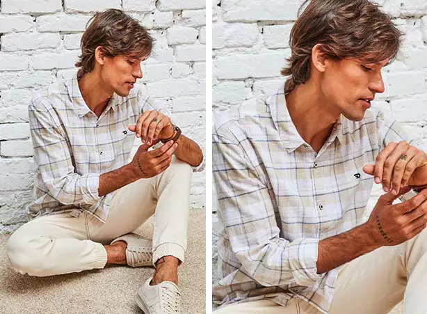 Calça bege jogger masculina