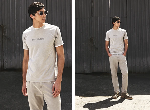 Calça skinny em sarja cinza