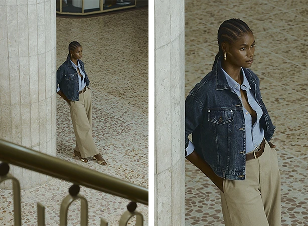 Looks com camisa social e calça pantalona em sarja bege Looks com camisa social e calça pantalona em sarja bege