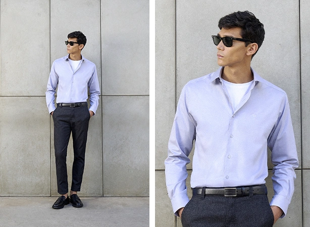 Duo masculino de camisa e camiseta