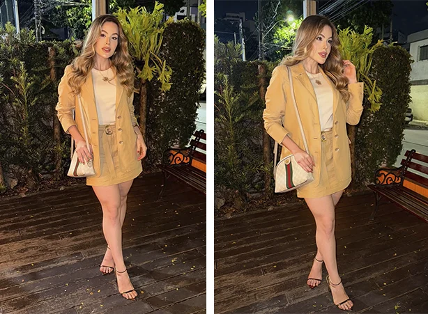 Conjunto de blazer e saia em tom de bege Conjunto de blazer e saia em tom de bege