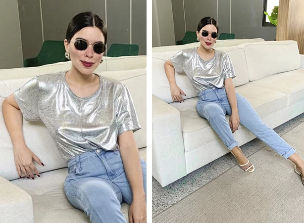 Looks para sair à noite com blusa metalizada Looks para sair à noite com blusa metalizada