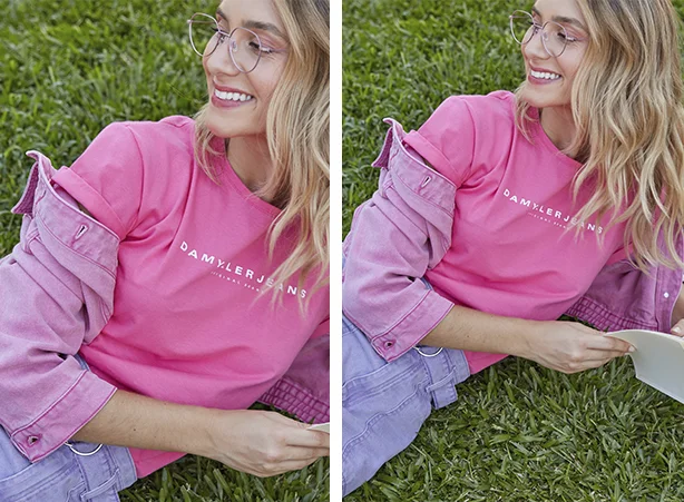 Look com camiseta rosa Look com camiseta rosa