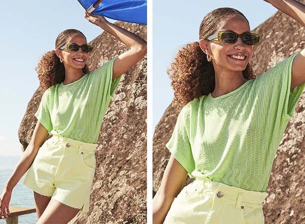 Composição de verão com camiseta e short Composição de verão com camiseta e short