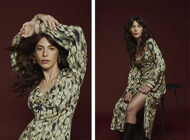 Tipos de vestidos com mangas bufantes e padronagem animal print Tipos de vestidos com mangas bufantes e padronagem animal print