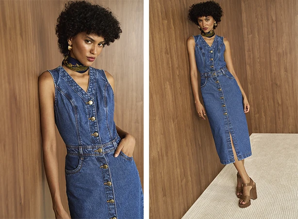 Inspirações de looks com vestido midi de abotoamento frontal Inspirações de looks com vestido midi de abotoamento frontal