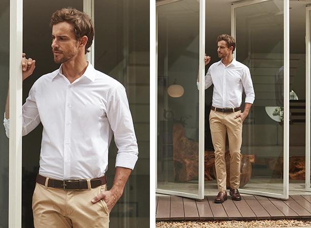 Como usar camisa masculina em algodão Pima