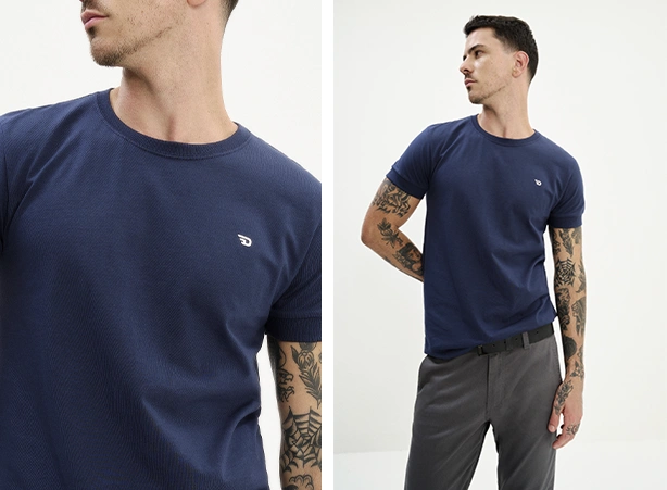 Composição masculina com calça cinza e cinto