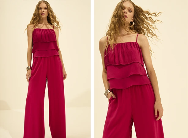 Look monocromático em tom de rosa vibrante Look monocromático em tom de rosa vibrante