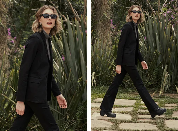 Look all black com coturno