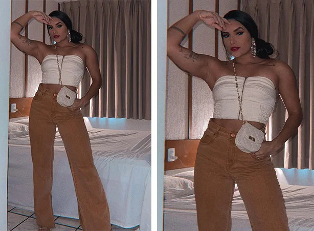 Look para show sertanejo com cropped sem alça Look para show sertanejo com cropped sem alça